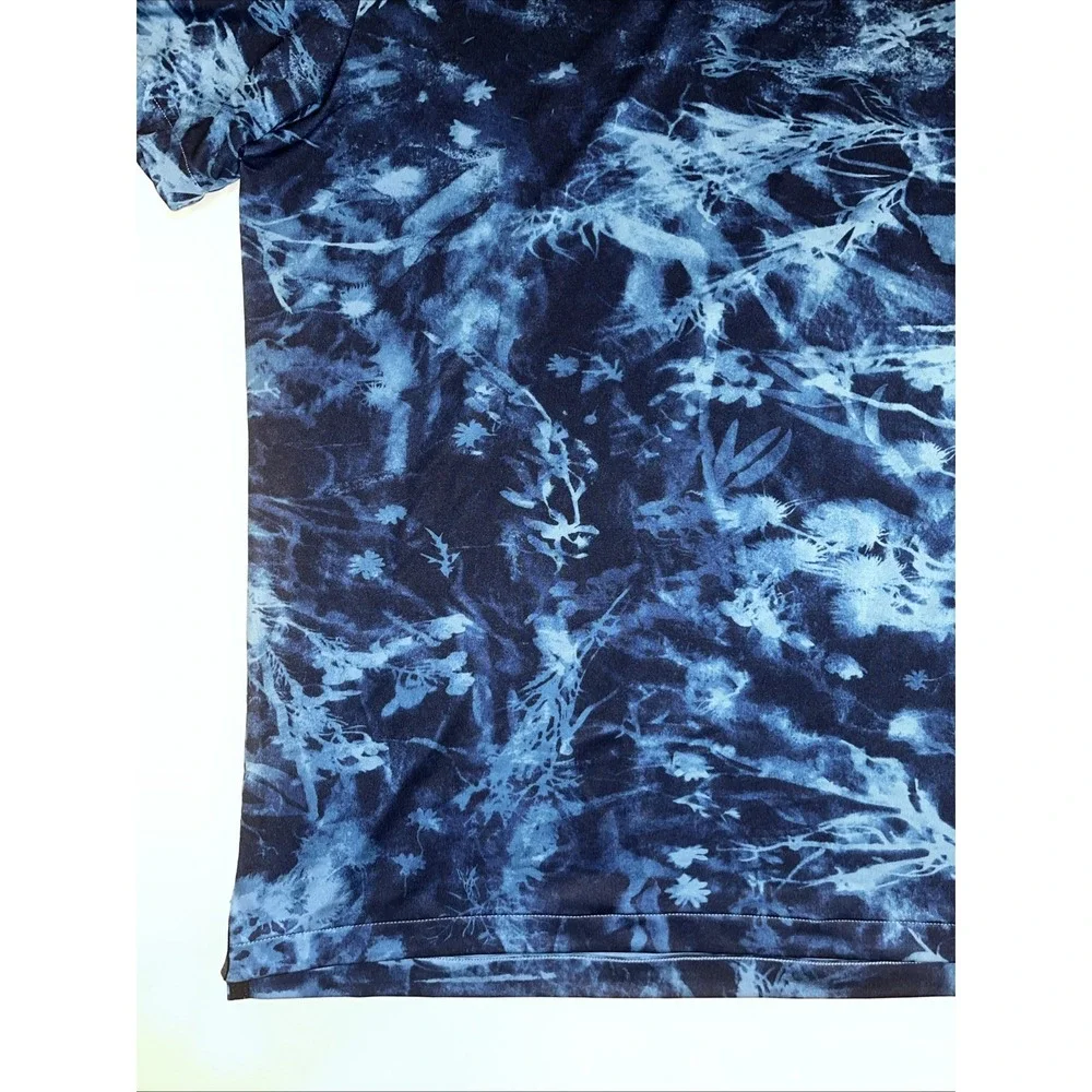 MEN'S NIKE DRI-FIT SOLAR FLORAL TOUR GOLF POLO DUTCH BLUE / WHITE SZ MEDIUM